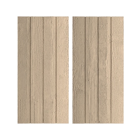 Rustic Four Board Joined Board-n-Batten Rough Sawn Faux Wood Shutters W/No Batten, 22W X 86H